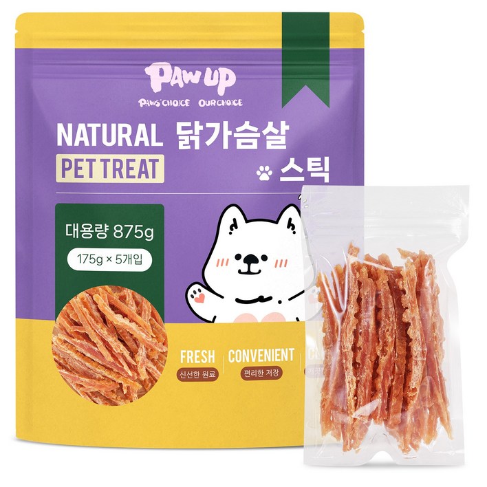 포업 반려동물 간식 대용량 건강한 육포, 875g, 1개, 닭가슴살 스틱 포업 반려동물 간식 대용량 건강한 육포, 875g, 1개, 닭가슴살 스틱