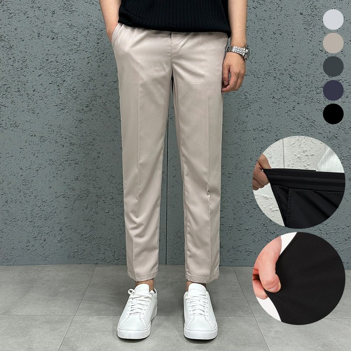 더맨쉽 남자 링클프리 스판 허리밴딩 슬랙스 정장바지 9부 10부 출근룩 데일리 S3XL 빅사이즈 ABTCP16016