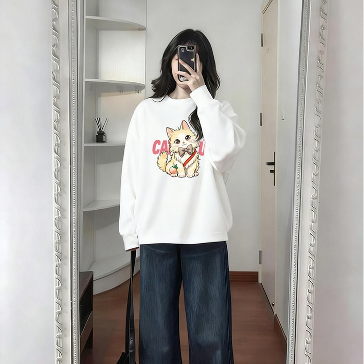 HOMASS 스웻셔츠 프린팅맨투맨 라운드 캐릭터 드롭숄더 스웻셔츠 남녀공용 3컬러 맨투맨 M5XL