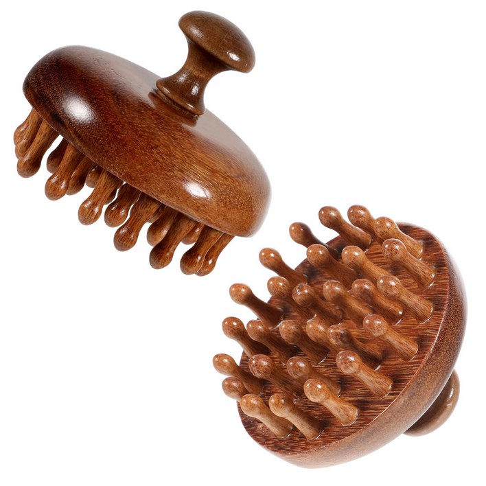 네이처우드 원목 두피마사지기 괄사 두피케어 머리빗, 우드색, 1개