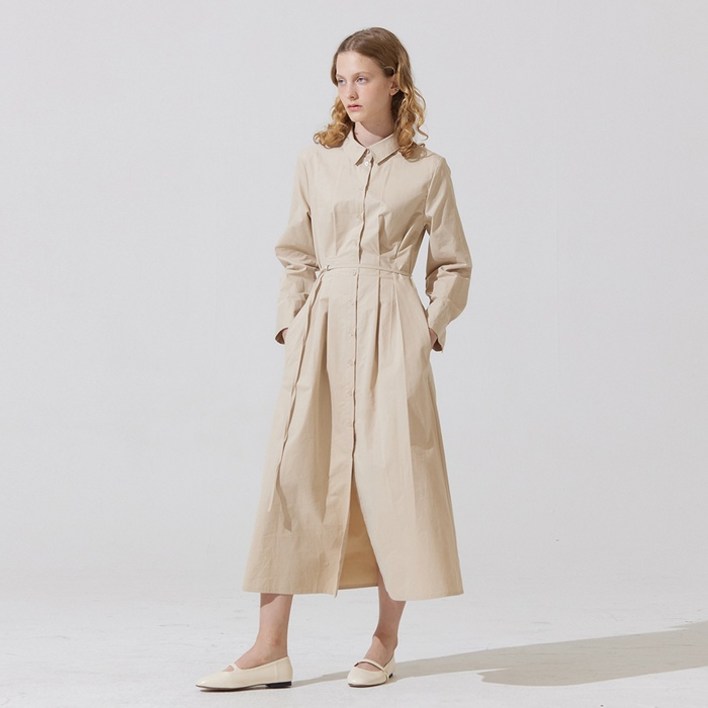 어다울 Lery shirts long dress - beige