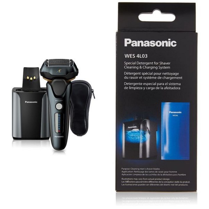 Panasonic 파나소닉 남성용 전기면도기 세척액 ESLV97K WES4L03 번들 ARC5 5날 프리미엄 자동세척 및 충전소 플러스 리필