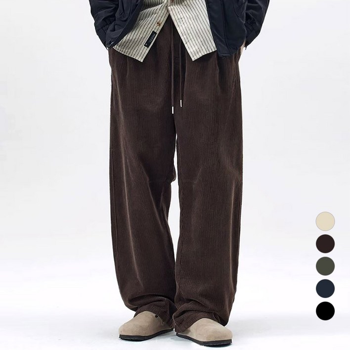 남자 기모 코듀로이 와이드 밴딩 골덴 겨울 바지