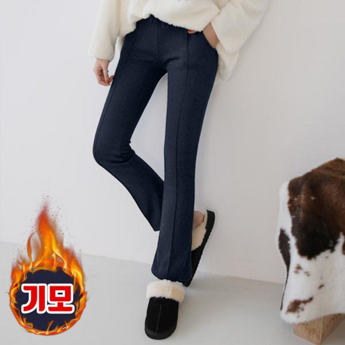 마이쏭 여성 기모팬츠 기모레깅스 날씬핏 스판 라인굿세미부츠컷팬츠기모