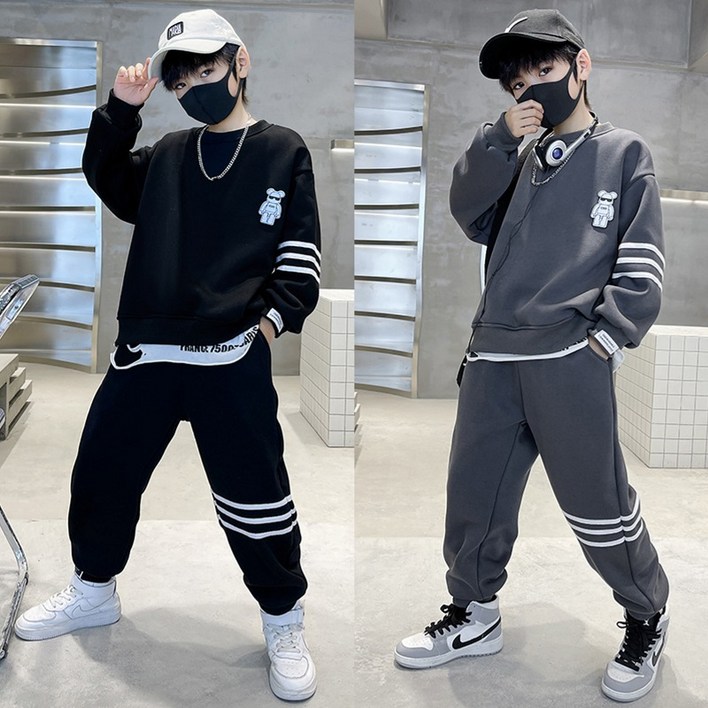 투나이언 남아 맨투맨 상하복세트 초등학생 중학생 트레이닝복 주니어 운동복 츄리닝 바지세트