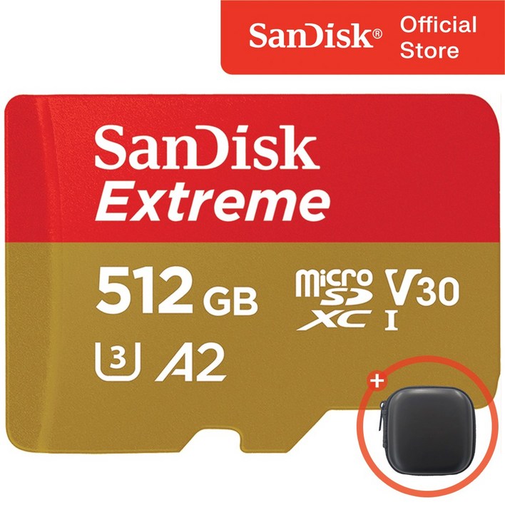 샌디스크 익스트림 마이크로 SD 카드 메모리 케이스, 512GB, 1개 샌디스크 익스트림 마이크로 SD 카드 메모리 케이스, 512GB, 1개