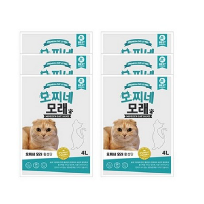 고양이 모래 활성탄 4L x 6EA(24L) 18.6Kg 대용량 모찌네