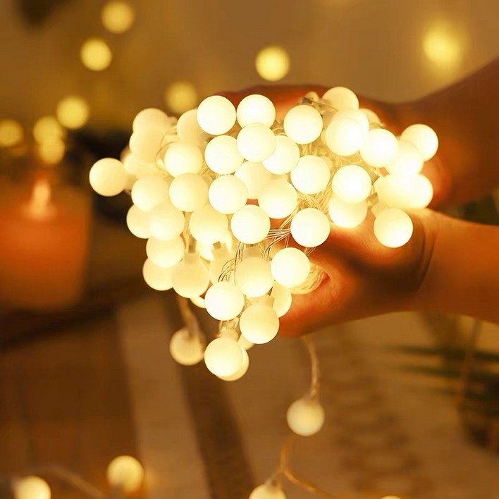 SASAKO 감성캠핑 LED 줄조명 앵두전구 크리스마스 장식등 파티라이트 정원 카페 야외조명 크리스마스조명 방수 줄조명 USB배터리 양용형
