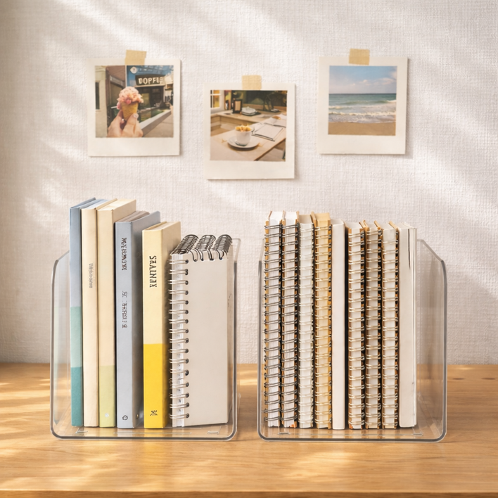 헤네시스 아크릴 책꽂이 수납 지지대 2개, 투명