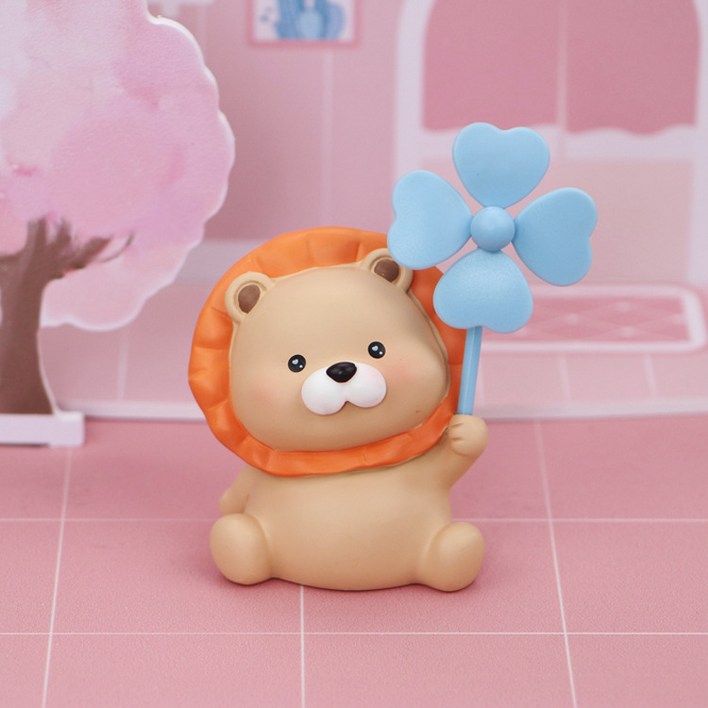 데일블룸 자전거 킥보드 바람개비 악세사리 인형, 1개, 라이언