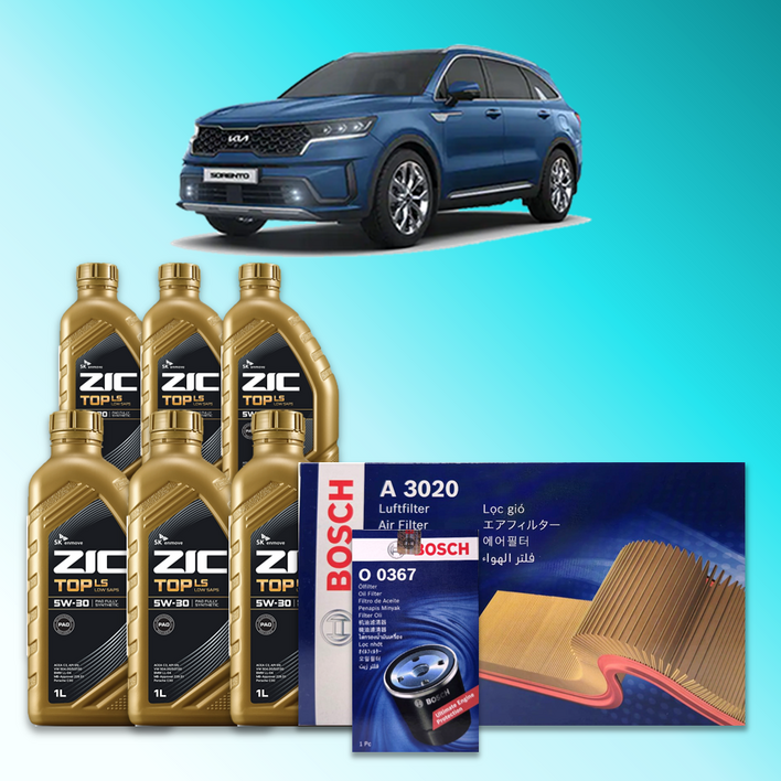 쏘렌토 MQ4 2.5터보 가솔린 엔진오일세트 SK 지크 탑 LS 5W30 ZIC TOP LS