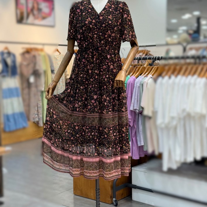 써스데이아일랜드 롱 쉬폰 보더 원피스 t244aop239DG