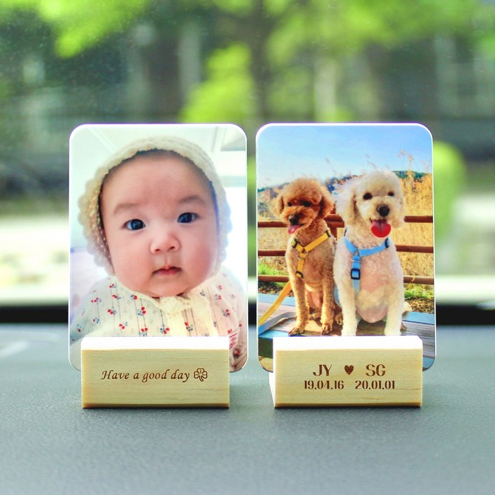 당일출고 메탈 차량용액자 사진을 보내주세요 대시보드형 받침대 부착