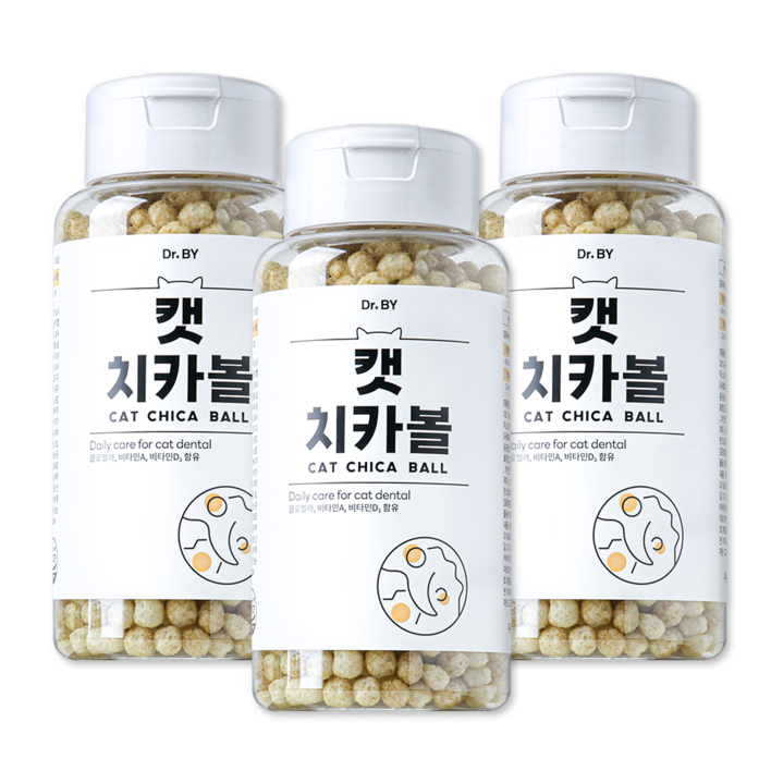 닥터바이 캣치카볼 고양이 구강 간식 치태 관리, 3세트, 30g, 우유