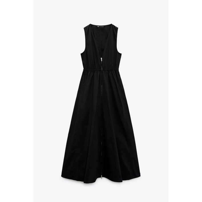 자라 ZARA 여자나시원피스 집업 브이넥원피스 블랙   09H0306