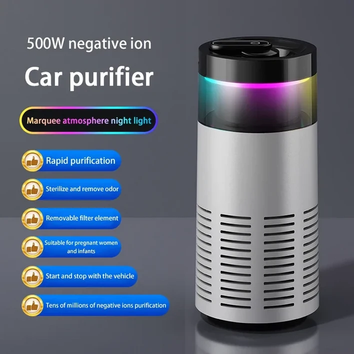 샤오미 신형 차량용 공기청정기, 내 포름알데히드 및 냄새 제거를 위한 음이온 무드등