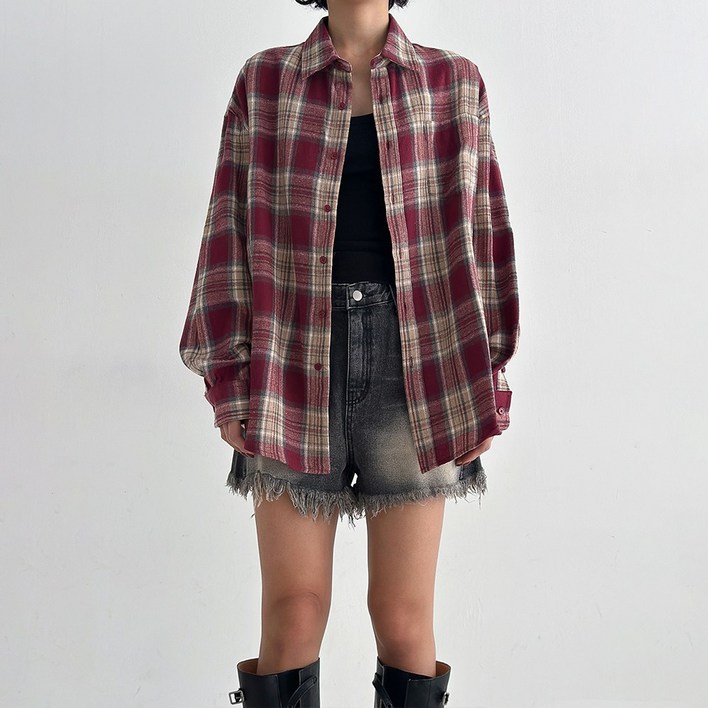 루즈핏 데일리 체크 셔츠