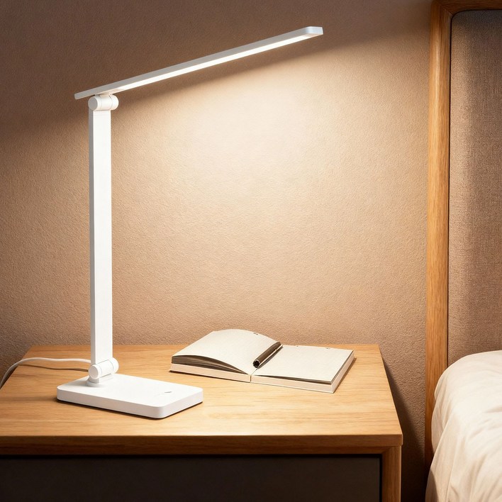 KEMEI 휴대용 LED 책상 스탠드 조명 학습 학습 독서 스탠드, 화이트