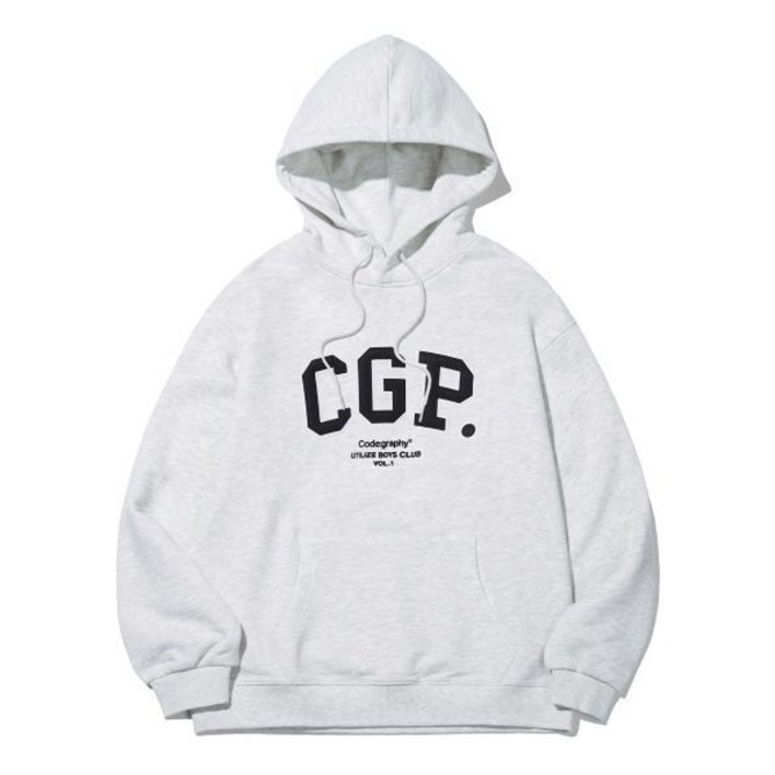 코드그라피 codegraphy 기모 Ver. CGP 아치 로고 후드티라이트그레이