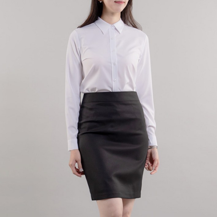 여성 일자핏 오피스룩 면접 스판 셔츠 남방 블라우스