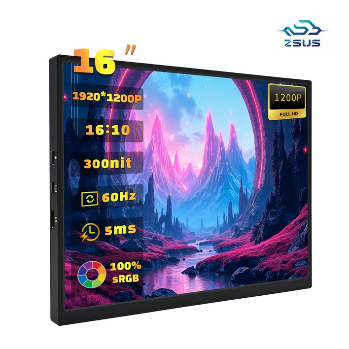 ZSUS 휴대용 모니터 16 inch IPS FHD, 16A, 35.5cm
