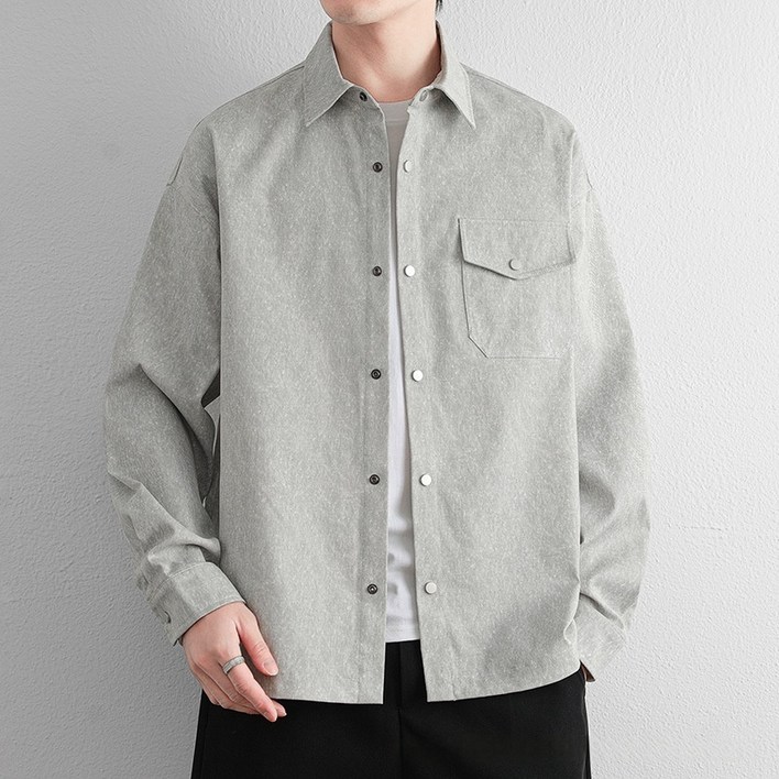 POMTOR 봄가을 남성 청자켓 루즈핏 캐주얼