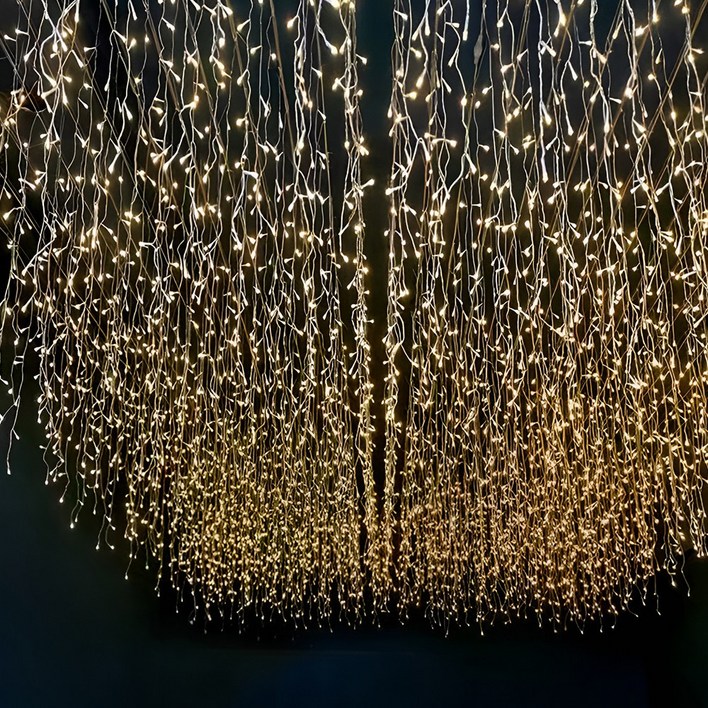 크리스마스 LED 24V 롱커튼전구 400구 홈 인테리어 창문 테라스1.92M, 3개, 웜색