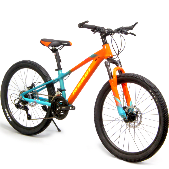 레이윤 421D 24인치 입문용 MTB 자전거 초등학생 어린이 주니어 시마노 21단 디스크브레이크, 캐럿오렌지피코크, 1개