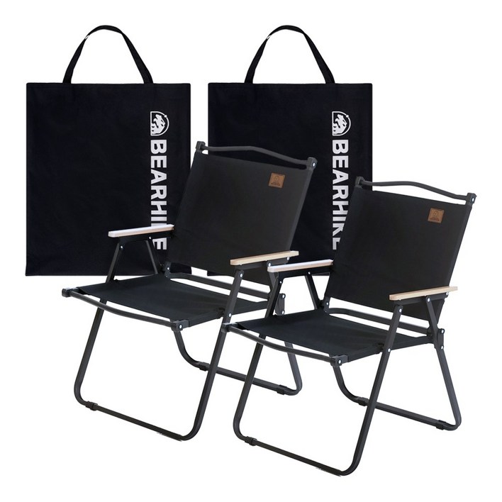베어하이크 캠핑의자 접이식 1+1 경량 의자, 블랙, 2세트