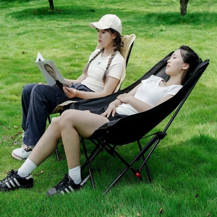캠프텐버 3단 접이식 각도조절 캠핑의자, 블랙, 2개