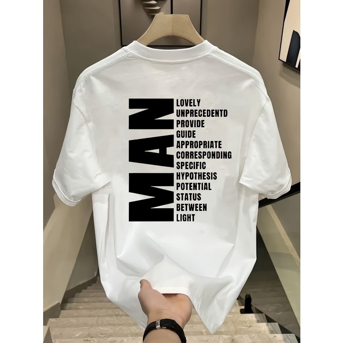 기본티셔츠 남성용 무거운 면티셔츠  여름 캐주얼 라운드넥 반팔로 통기성과 편안함으로 캐주얼하게 입기 좋은