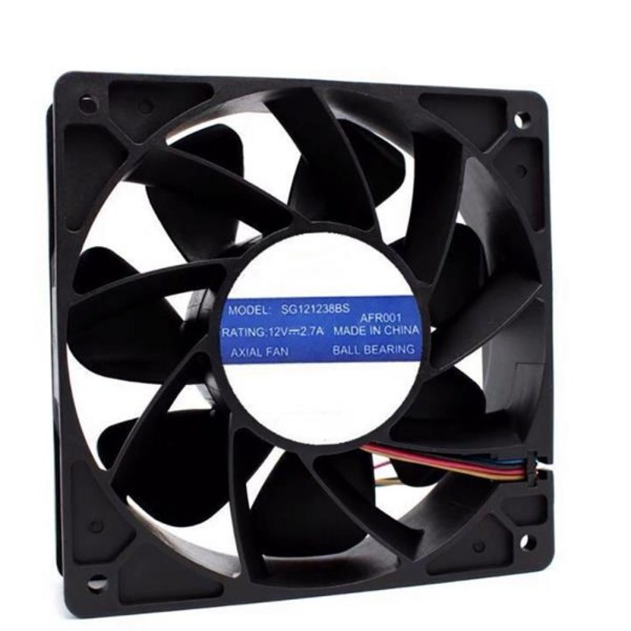 채굴 더블 볼 베어링 팬 폭력 팬 SG121238BS DC 12V 2.1A 6200RPM S7 S9 T9 L3 BTC ETH 120x120x38mm