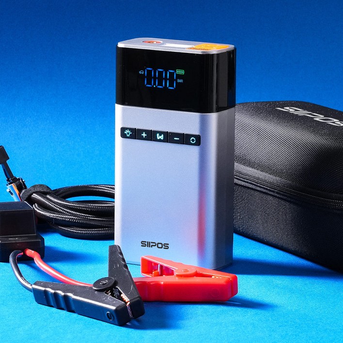 시포스 듀얼포스 점프스타터 차량용 공기압주입기 겸용 점프스타트 휴대용 밧데리 자동차 방전 SJA14, 1개, 12400mAh