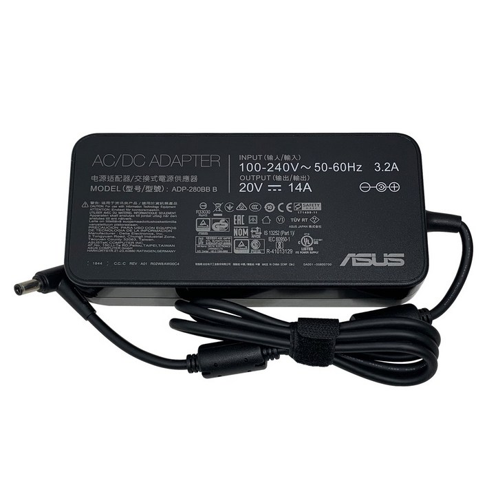 ASUS 정품 노트북 충전기 20V 14A 280W 전원 어댑터 ADP280BB B, ASUS 280W 6.0  PC 케이블, 1개