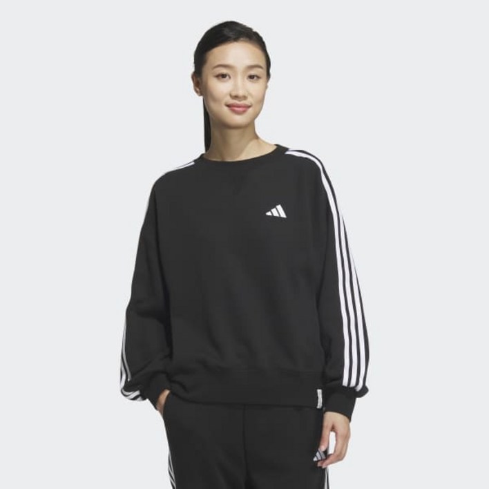 아디다스 ADIDAS 퍼포먼스 우먼스 에센셜 3스트라이프 프렌치 테리 크루 스웨트셔츠 여성맨투맨 쭈리맨투맨 삼선맨투맨 봄가을맨투맨 루즈핏맨투맨 JW4487