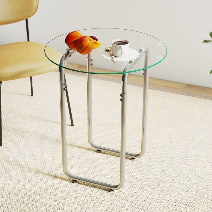거실 쇼파사이드테이블 침대 강화유리 사이드 테이블 제이더블유퍼니처, 4인용, 투명