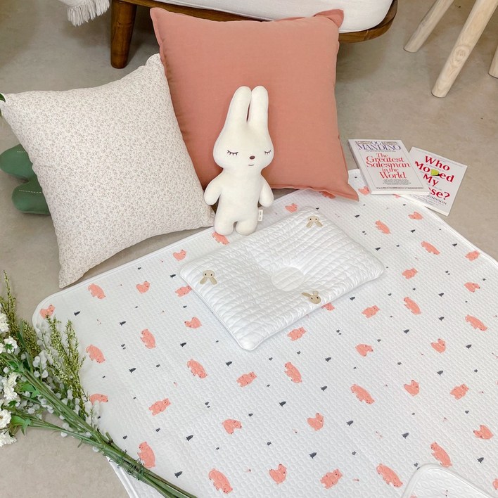 그로우제이 신생아 방수요 아기 어린이 방수패드 방수매트, 핑크베어