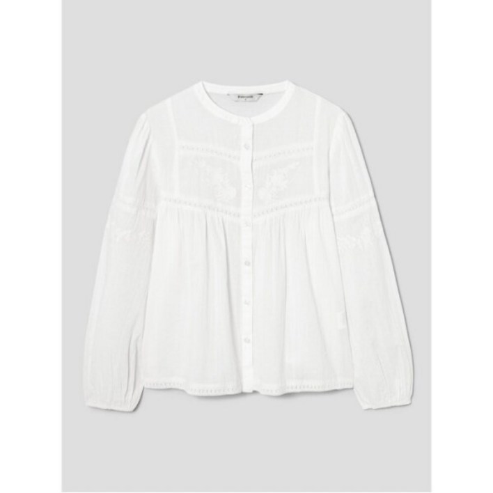 에잇세컨즈. 에잇세컨즈 코튼 긴팔 라운드넥 자수 블라우스 화이트 356364CC51