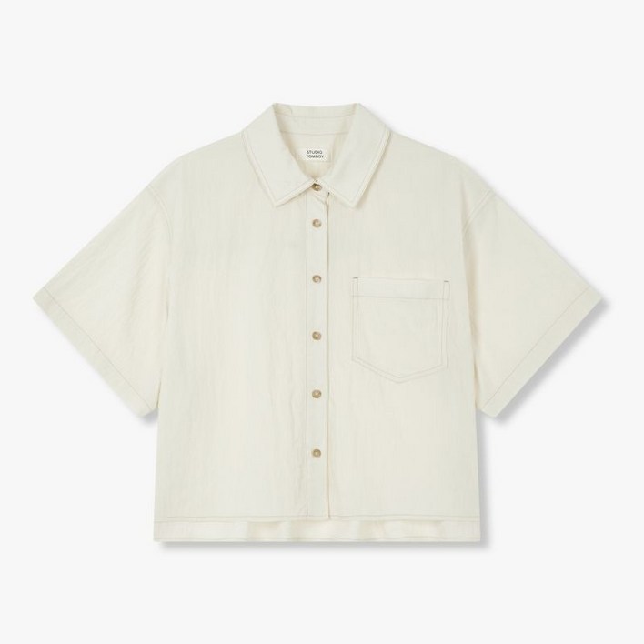 스튜디오 톰보이 STUDIO TOMBOY 배색스티치 하프슬리브셔츠 9165221883 458333