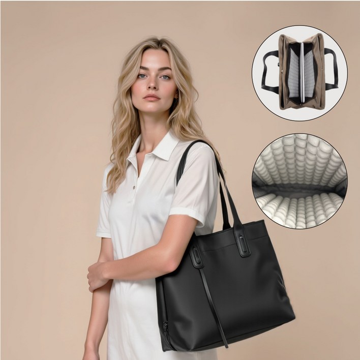 시티슬릭 셀로나 노트북 숄더백 여성용 충격보호 노트북 가방, 블랙, 1개