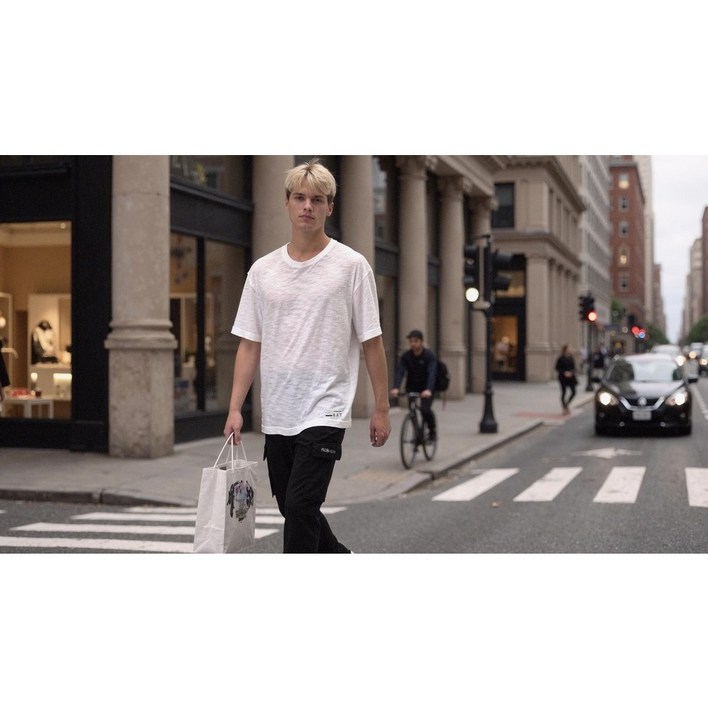 SUMMER 씬슬럽 코튼 데일리 스몰 레터링프린트 맨즈 숏슬리브 크루넥티셔츠WHITE