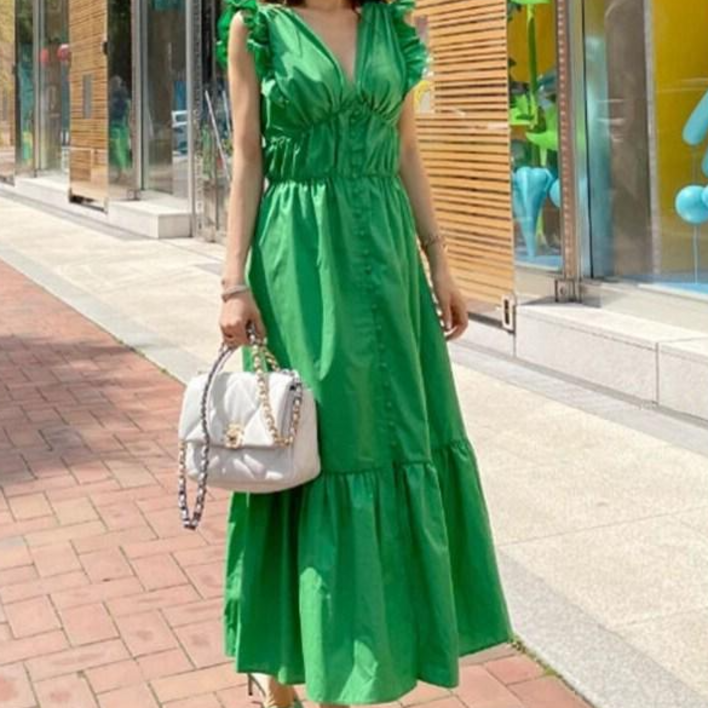 엔피엘 민소매 슬리브리스 롱원피스