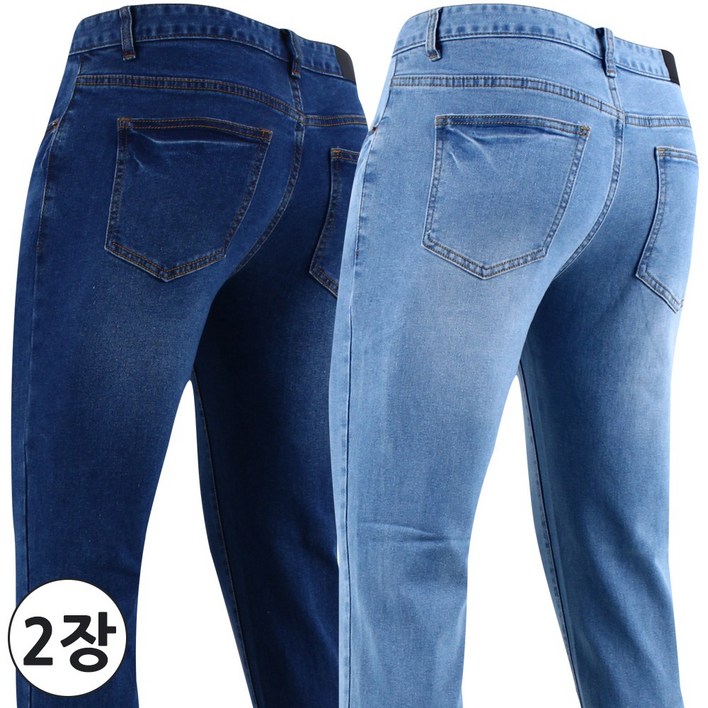 2장 제이씨월드 사계절 남자 JC 스판 리더스 슬림핏 데님  남성용 데일리 데님 팬츠 긴바지지 워싱 다양한 사이즈 J561