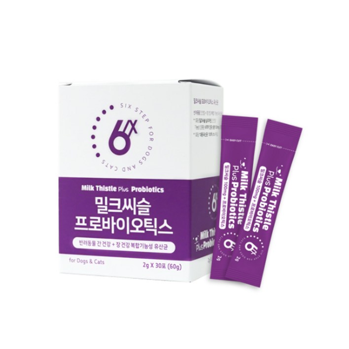 식스스텝 밀크씨슬프로바이오틱스 2g x30포60g 강아지 고양이 유산균, 단품, 1개