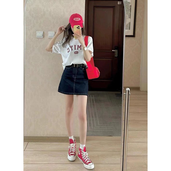 글리 논페이드 생지데님스커트 청치마