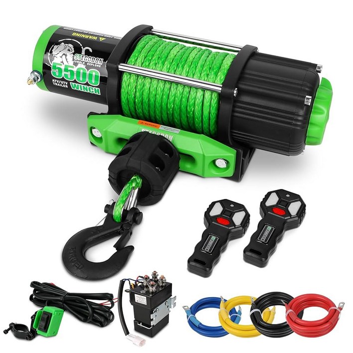 STEGODON 4500 윈치 12V 전기 ATV/UTV 윈치, 합성 로프, 2pcs 무선 리모컨 및 지프 오프로드 SUV 트럭 자동차 트레일러 보트 견인용 윈치 스토퍼 포함