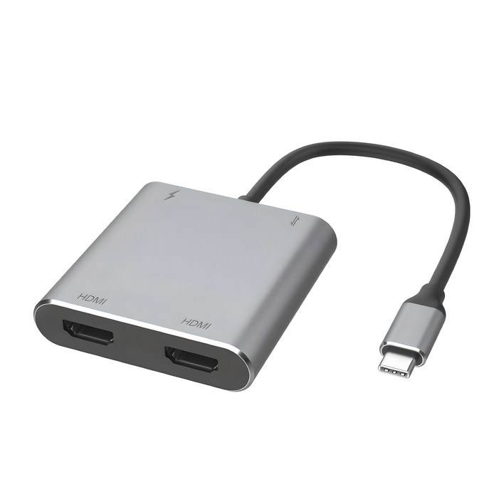 뉴비아 4in1 듀얼 Type C HDMI 멀티 USB 허브 분배기 그레이, 1개, SDCH2200
