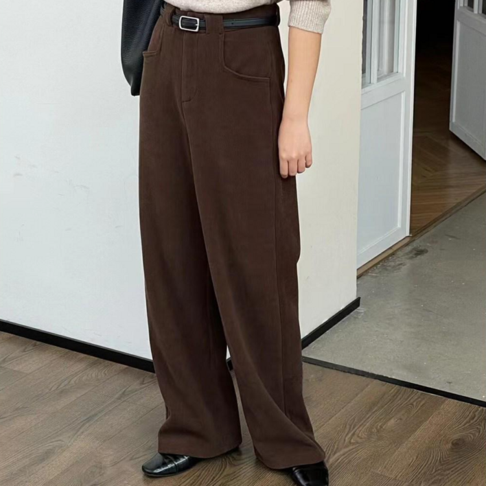 뉴데이자체제작속기모가을 겨울 와이드 슬랙스 여성 스판 코듀로이 슬랙스