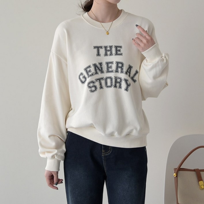 데일리앤 제스트 여성 루즈핏 레터링 맨투맨 쭈리 면 티셔츠 긴팔 롱 슬리브 캐주얼 스웻셔츠 봄 가을 간절기