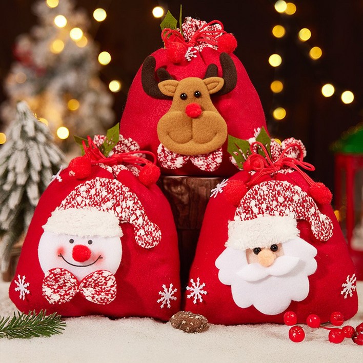 크리스마스 소품 장식 복주머니 선물주머니 산타주머니 보따리 양말 파티용품 선물백
